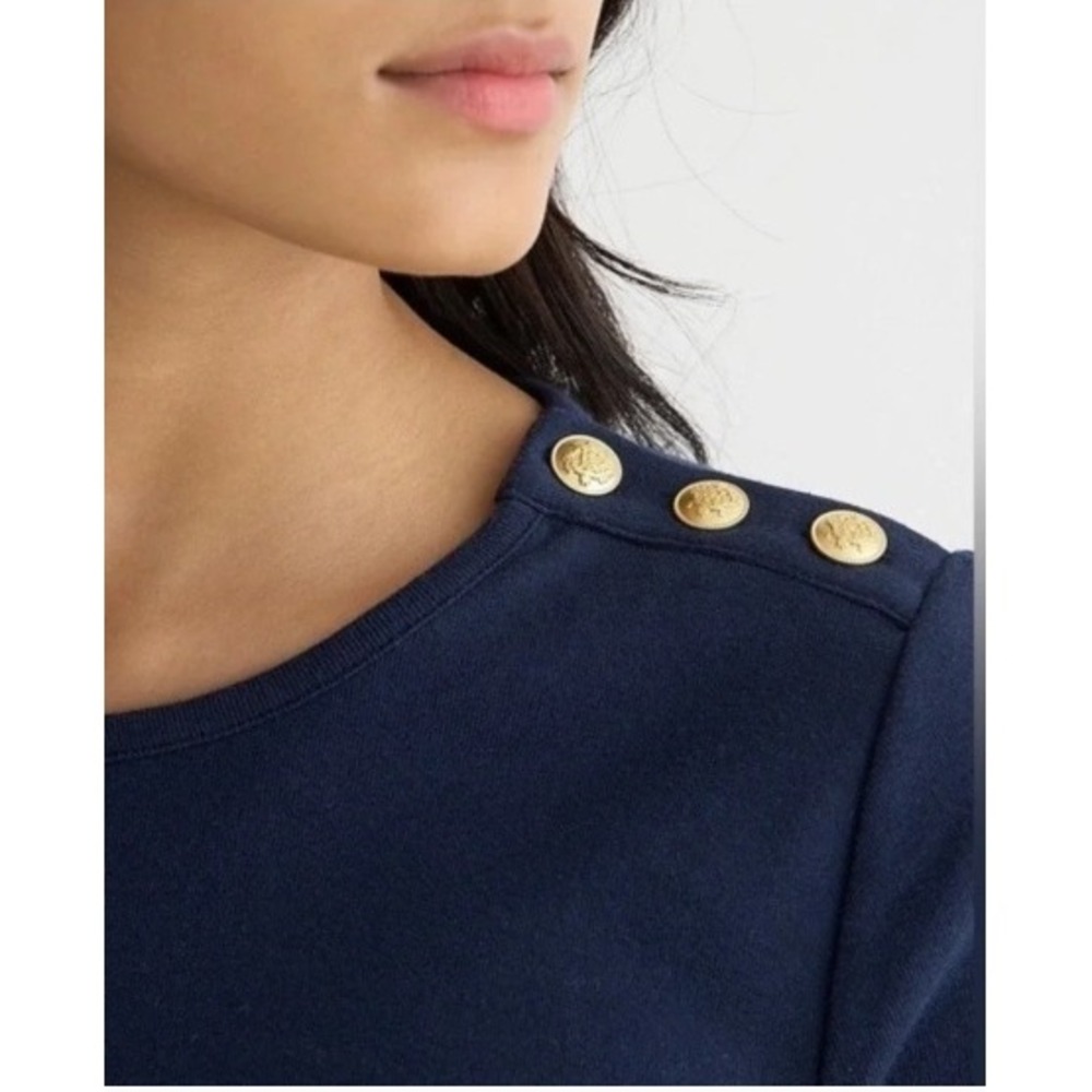 J.Crew Perfect Fit Navy Gold Crest Buttons Top Medium NWT Coastal Nautical - Picture 4 of 10